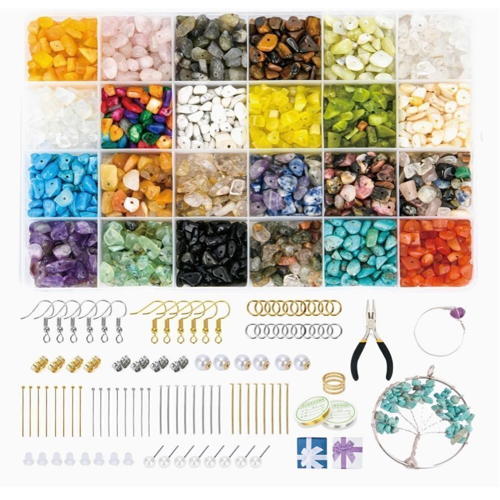 Bujidir 2180 Pcs Jewelry Making Kit, Ring Making Kit with 24 Colors Gemstones Be